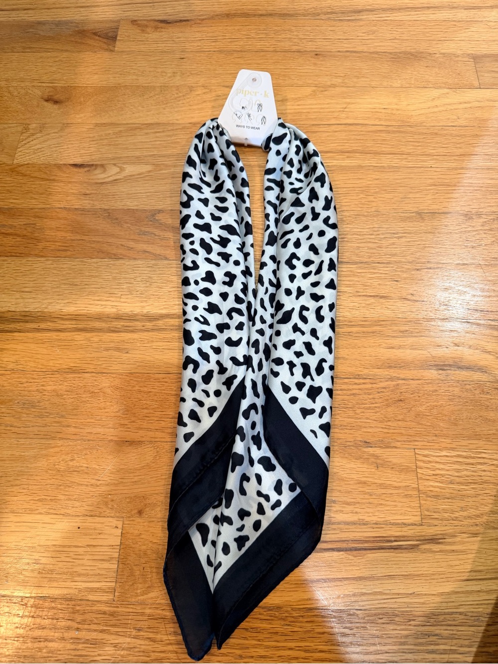 Piper K Black and White Leopard Print Scarf